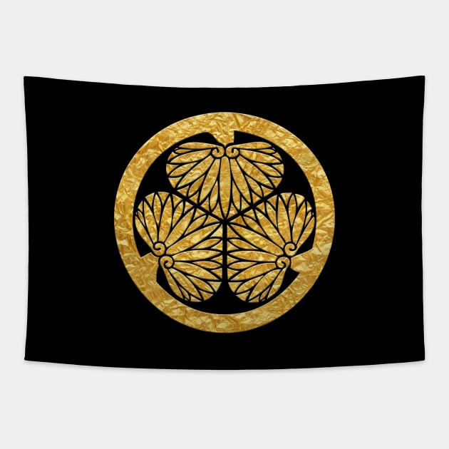 Japanese Mon Mitsuba Aoi Tapestry by Takeda_Art