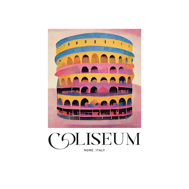 Coliseum Old 1960s Print Travel Poster Retro Wall Art Illustration by BetterManufaktur