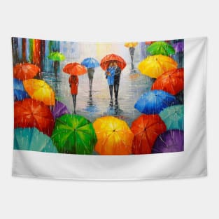 A bright melody of rain in the city Tapestry