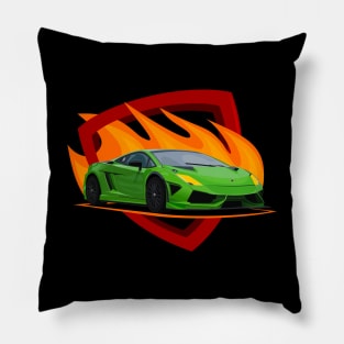 Lamborghini car design with a fire theme Pillow