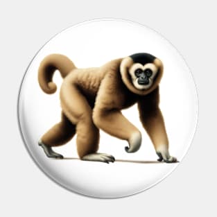 Gibbon Singing Vintage Lithograph Pin