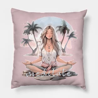 Meditate on the beach Pillow