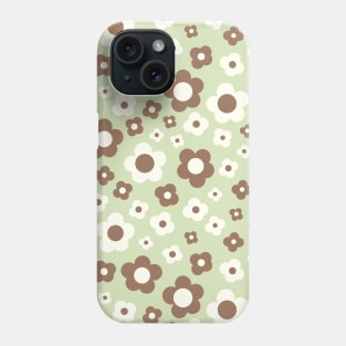 pastel green and brown groovy retro y2k 2000s big pastel flower power 1960s 60s 70s danish aesthetics coconut girl ditsy daisies Phone Case