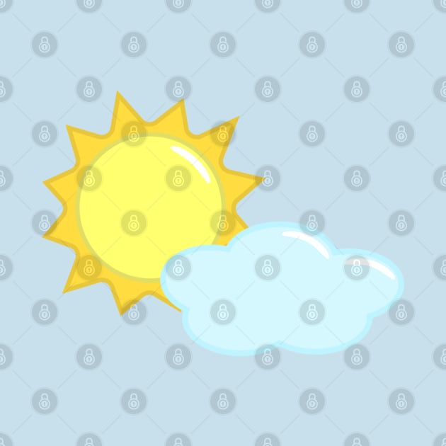 Cute Sun and Cloud Weather Icon in Light Blue by Kelly Gigi