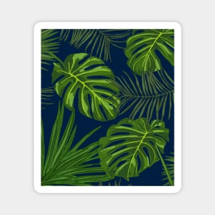 Tropical Plants on Midnight Blue Magnet