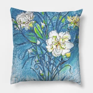 Carnation Flowers color pencil Pillow