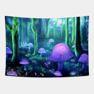 Psychedelic Magic Mushroom Forest Trippy Art Tapestry