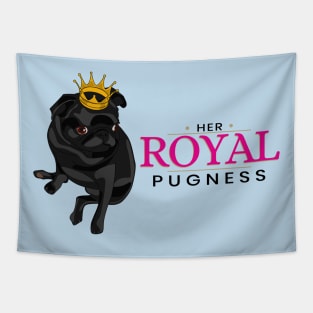 Her Royal Pugness - Black Pug with Gold Crown Design Tapestry