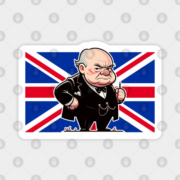 British Prime Minister Sir Winston Churchill Union Jack British History Magnet by Yesteeyear