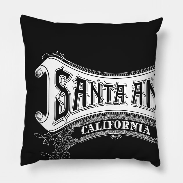 Vintage Santa Ana, CA Pillow by DonDota