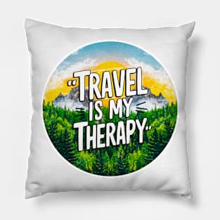 "Travel is My Therapy" Nature Adventure Sticker Pillow