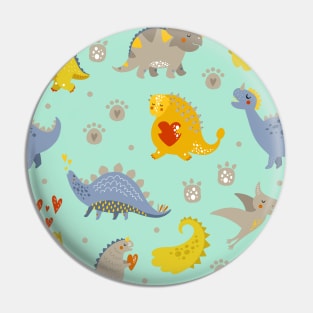 Fun Dinosaur Pattern Green Back to School Pin