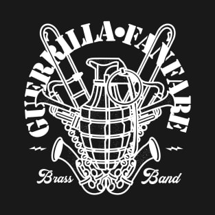 Guerrilla Fanfare Brass Band! - White logo T-Shirt