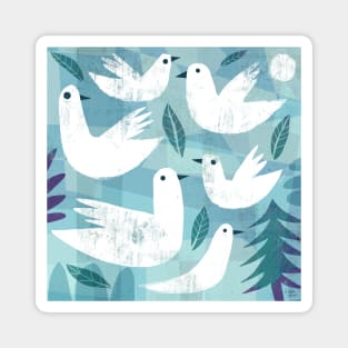 Six White Doves Magnet