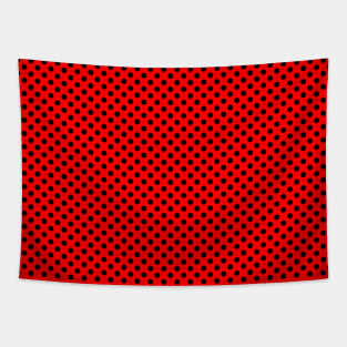 Black Polka Dots on Red Background Pattern Tapestry