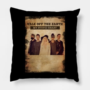 Vintage Old Paper 80s Style  Walk Off The Earth Pillow