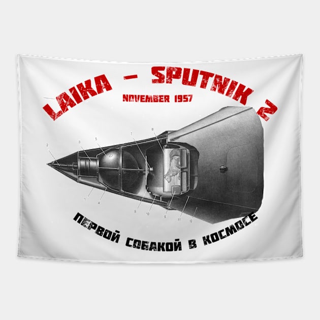 Laika - Sputnik Spacecraft Tapestry by ocsling