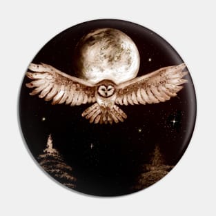 Owl with full moon Pin