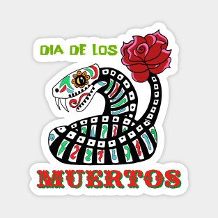 Dia de los Muertos Snake, with text! Magnet