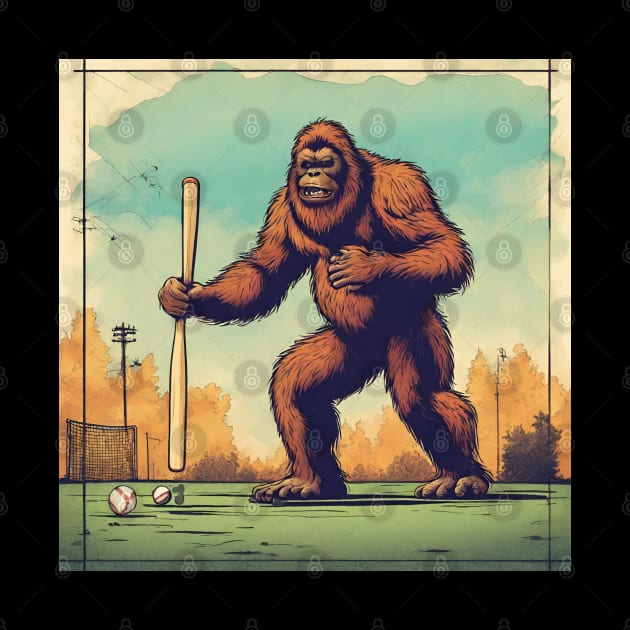 Bigfoot Believer Playing Baseball Funny American Baseball Player by DaysuCollege