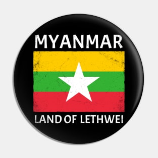 Myanmar Flag Land of Lethwei Pin