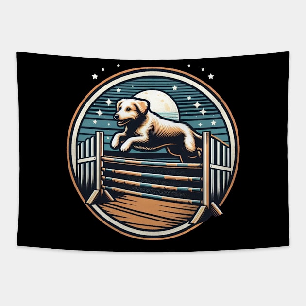 Mens Womens Vintage Dog Agility Dog Lover Tapestry by CP6Design