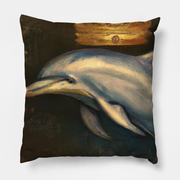 Dolphin with a Crown Pillow by maxcode