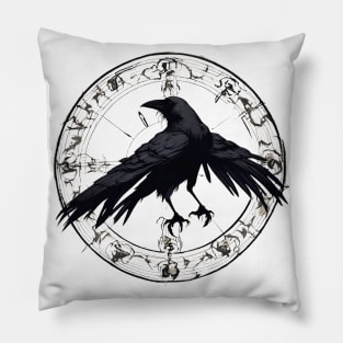 crow in the magic circle Pillow