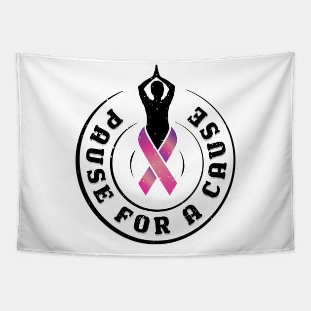 Pause for a Cause I Zen Yoga Breast Cancer Awareness Tapestry by holger.brandt