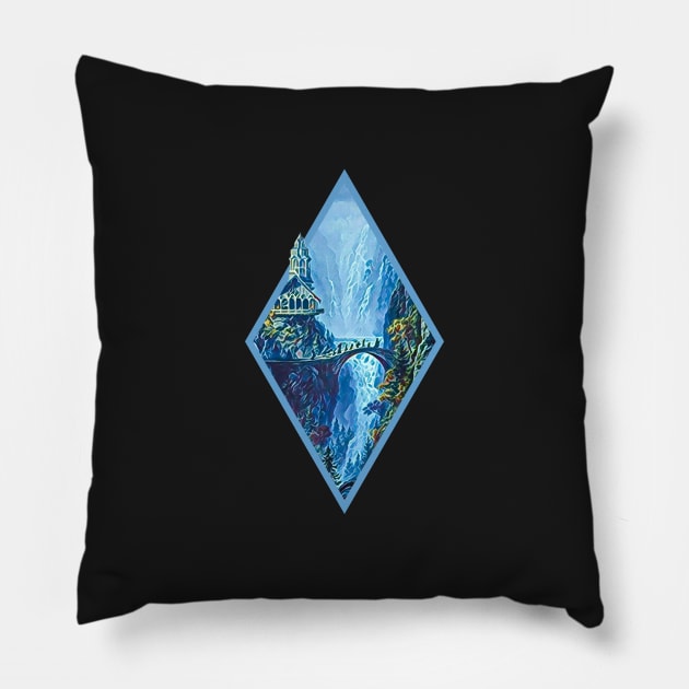 The Fellowship Departs - Digital Art - Diamond Frame - Black - Fantasy Pillow by Fenay-Designs