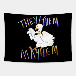 They Them Mayhem Goose Tapestry