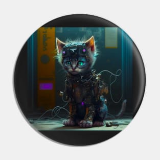 cute futuristic robot-cat cyberpunk kitten Pin