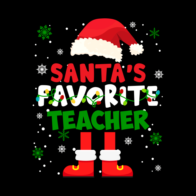 Santa's Favorite Teacher Funny Family Pajamas Christmas by Audell Richardson