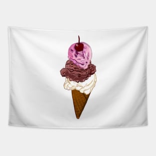 Icecream cone -  three scoops with cherry on top- let’s scream for ice cream cones with cherry on top Tapestry