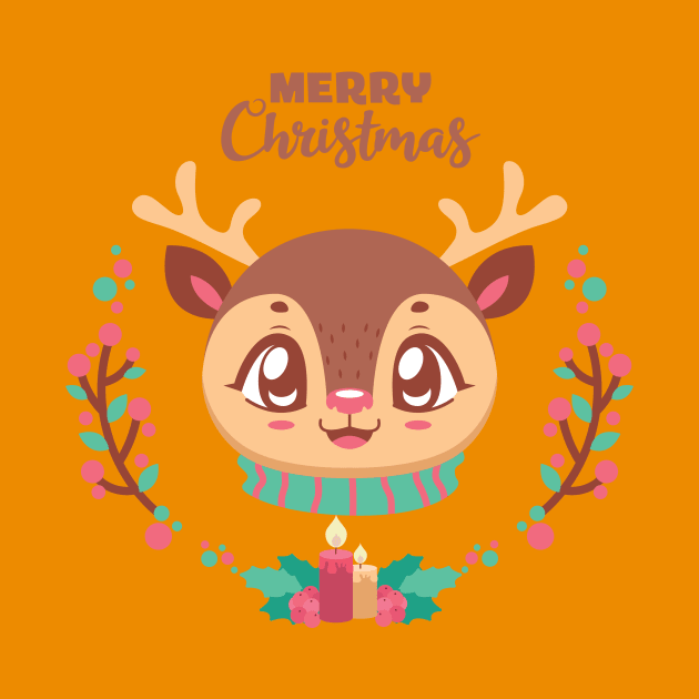 Cute festive reindeer design by GazingNeko