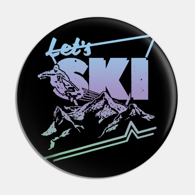 Retro Ski  - Vintage 80s 90s Ski Pin by luckyboystudio