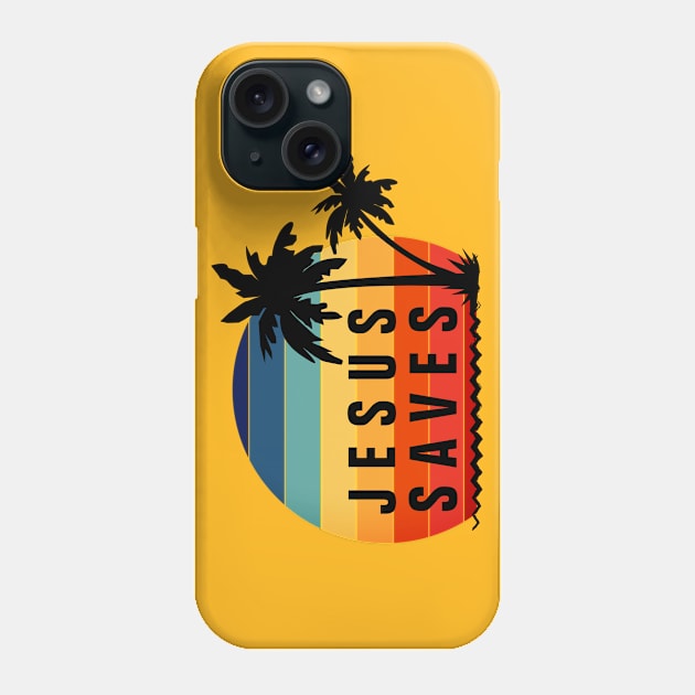 Jesus Saves Vintage Retro Sunset - Christian Phone Case by ChristianShirtsStudios