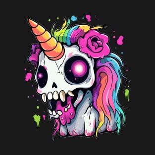 Halloween Spooky Zombie Unicorn Heavy Music T-Shirt