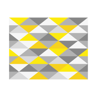 Modern Geometric Triangles Pattern | Yellow Grey T-Shirt