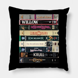 1980s Dark Fantasy VHS Tapes Pillow