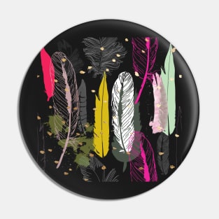 Feathers Pink, Yellow, Grey and Gold Specks Pin