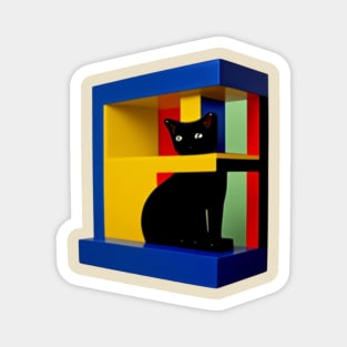 Mondrian Style Royal Cat Magnet