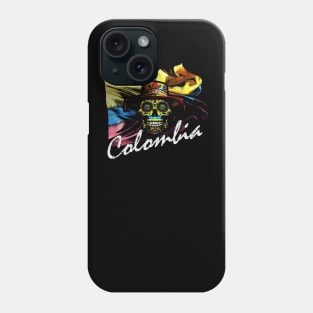 Distressed Colombian Pride Sugar Skull Flag Neon Art Phone Case