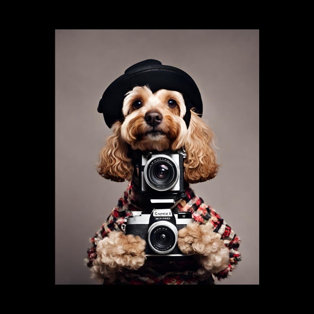 Bad AI photographer dog | Cockapoo Dog T-Shirt by Rainbow Kin Wear