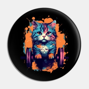 Gym, Workout or Fitness Gift Funny Cat in a Gym Pin