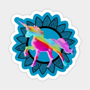 Rainbow unicorn Blk Iron Sunflower Magnet