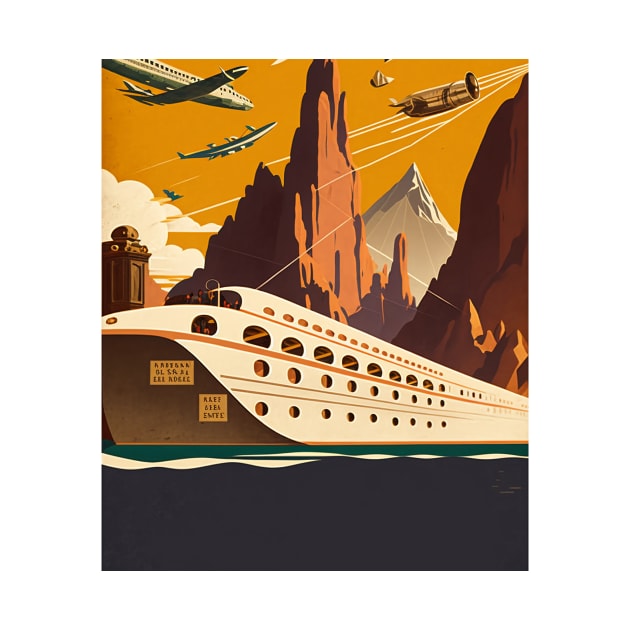 Boat & Planes Vintage Travel Art Poster by OldTravelArt