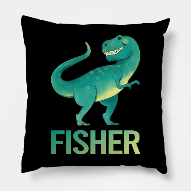 Happy Dinosaur - Fisher Name Pillow by Atlas Skate