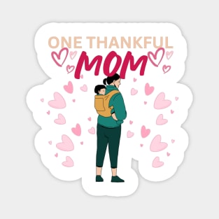 One Thankful Mom - Heart Illustration Magnet