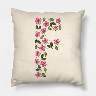 Floral Monogram Letter F Pillow